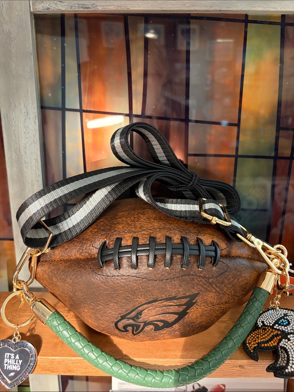 Philadelphia Eagles Football Crossbody Bag - Brown